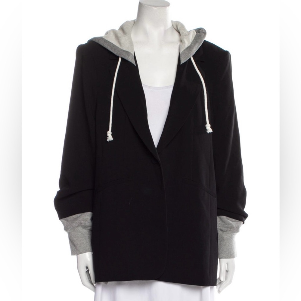Cinq a Sept Khloe hooded Blazer 14 Black Grey